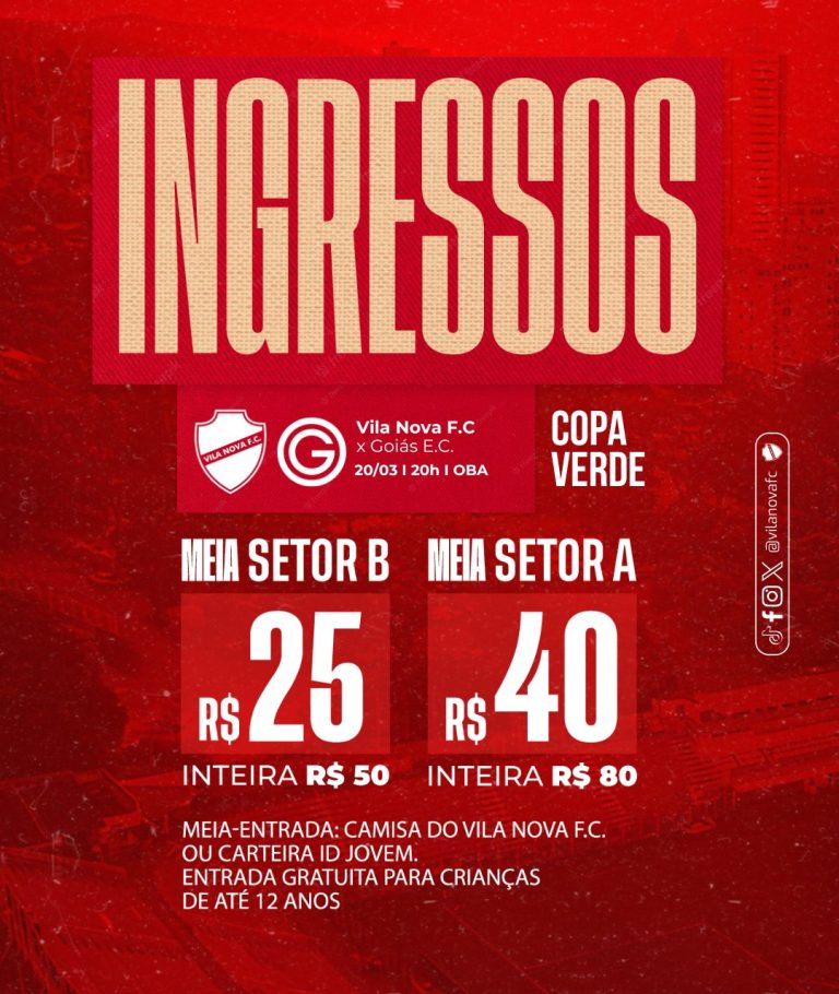 Vila Nova antecipada venda e mais de mil ingressos são vendidos em um dia para o clássico contra o Goiás