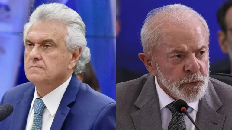 Caiado (e) e Lula (d) aparecem tecnicamente empatados na pesquisa Futura Inteligência