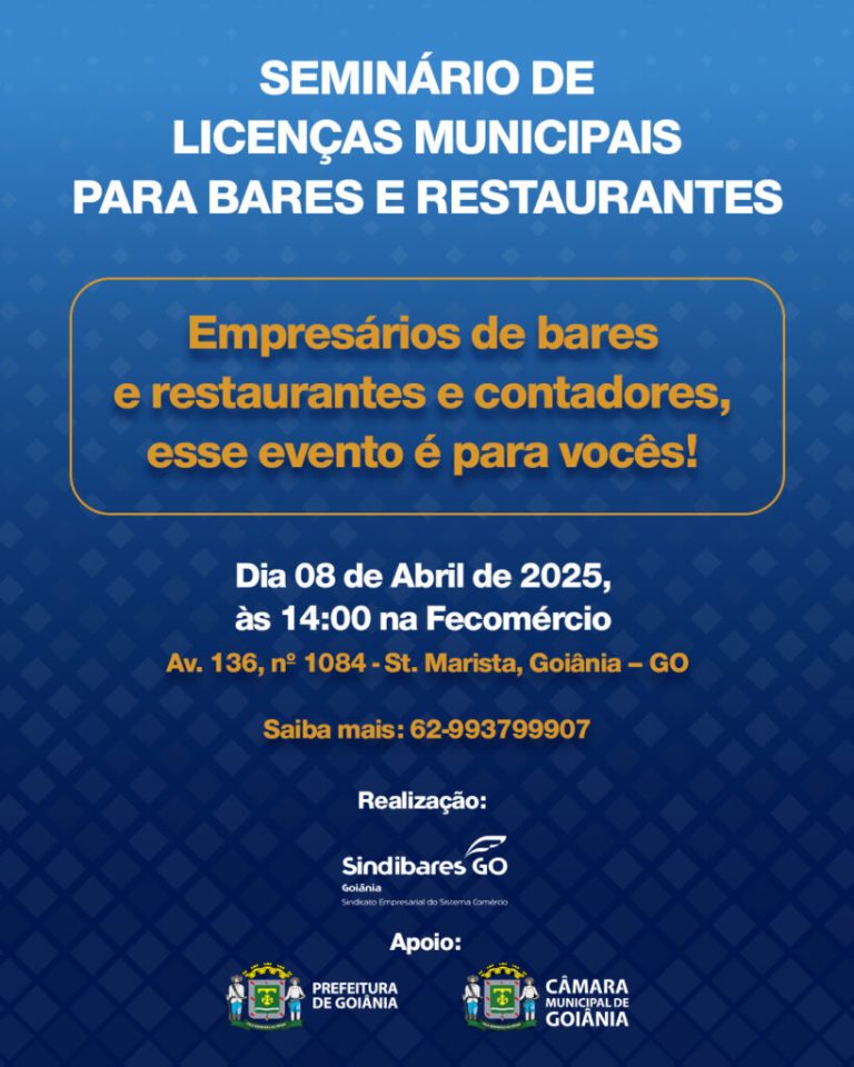 Sindibares e Prefeitura de Goiânia realizam seminário para orientar donos de bares e restaurantes sobre licenças e regulamentações