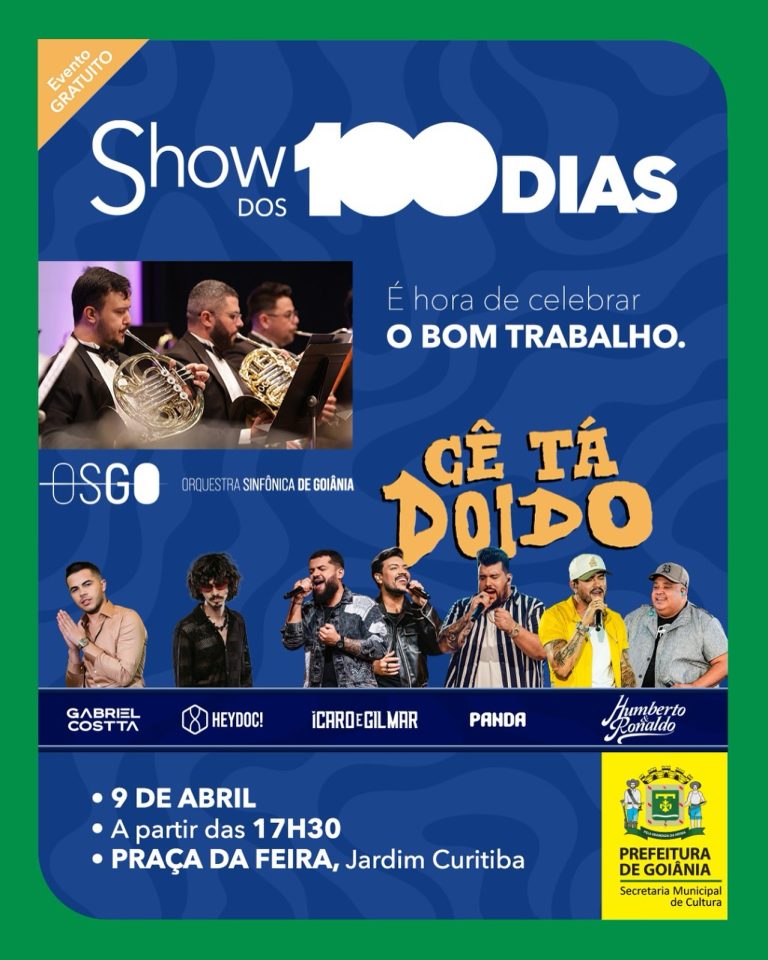 Prefeitura de Goiânia celebra 100 dias da gestão Mabel com shows gratuitos no Jardim Curitiba