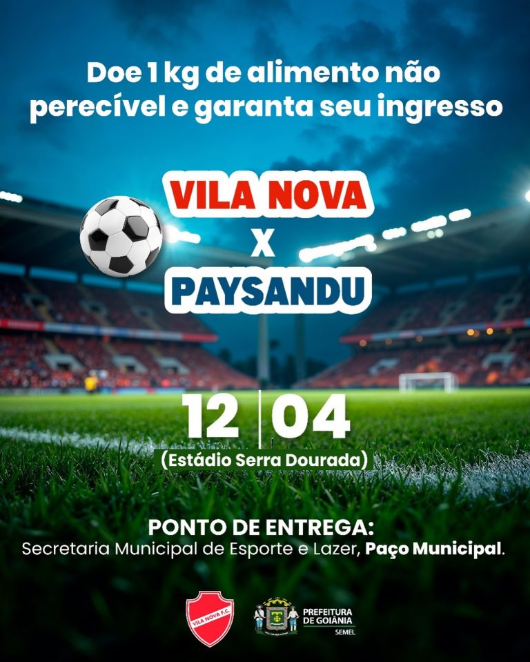 Torcedores do Vila Nova podem trocar alimentos por ingressos de jogo contra Paysandu na Prefeitura