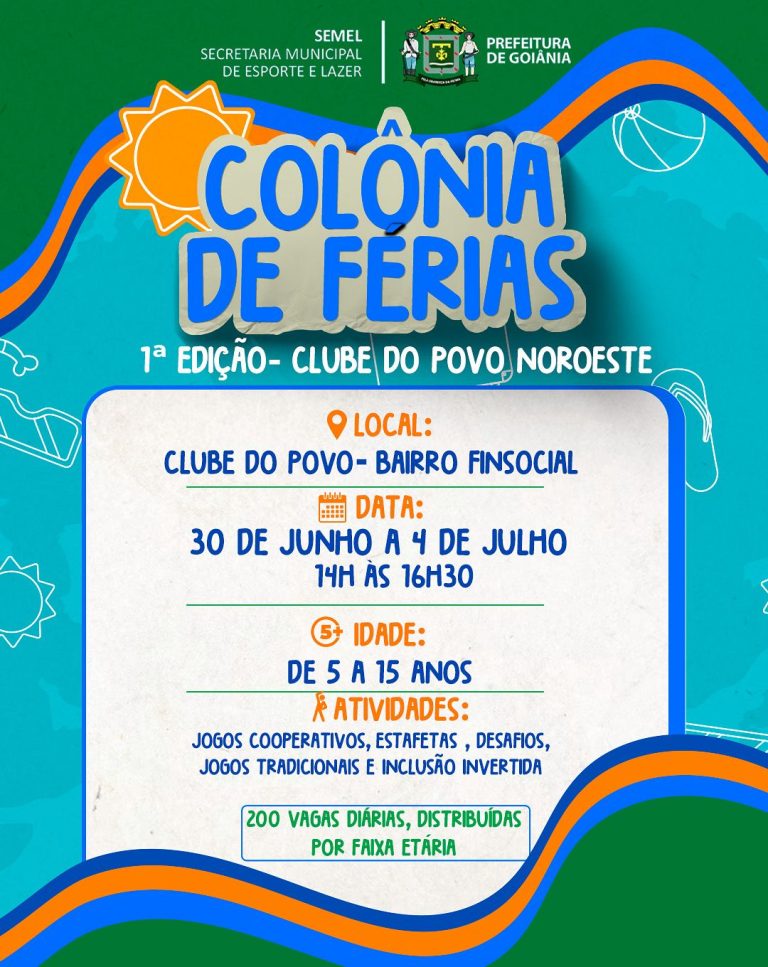 Prefeitura de Goiânia promove 1ª Colônia de Férias no Clube do Povo Alto do Vale