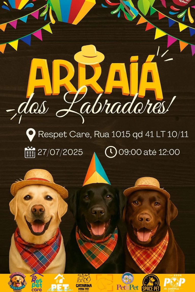 Arraiá dos Labradores reúne tutores e pets em manhã de diversão, neste domingo (27), no Setor Pedro Ludovico