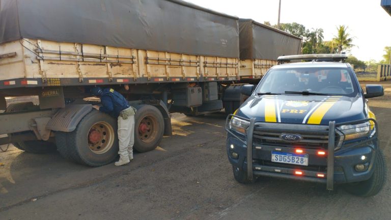 Caminhoneiro é preso na BR-364, em Jataí, por adulteração de placas em carreta 