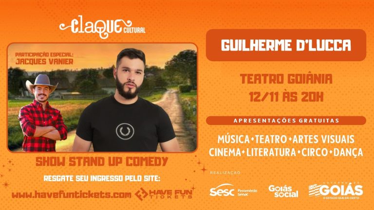 Claque Cultural 2025 traz show de stand-up comedy com Guilherme D’Lucca e Jacques Vanier para Goiânia