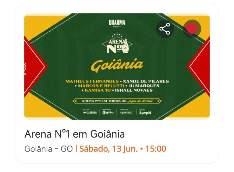 Arena Nº1 em Goiânia no dia 13 de junho terá shows de Israel Novaes, Marcos & Belutti e Matheus Fernandes