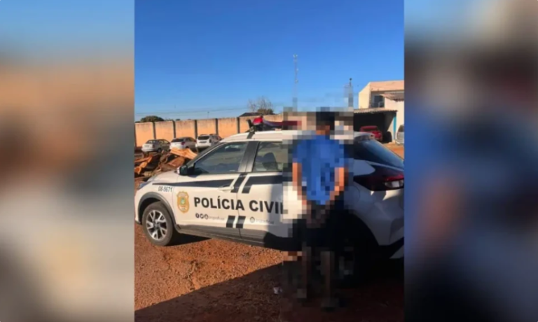 Delegacia e viatura policial envolvida na investigação de estupro de vulnerável em Anápolis.