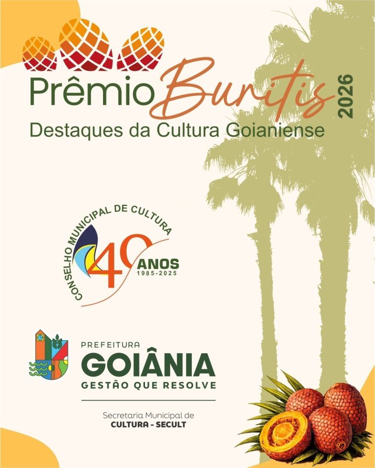Prêmio Buritis 2026 reconhece destaques da cultura de Goiânia nesta segunda-feira