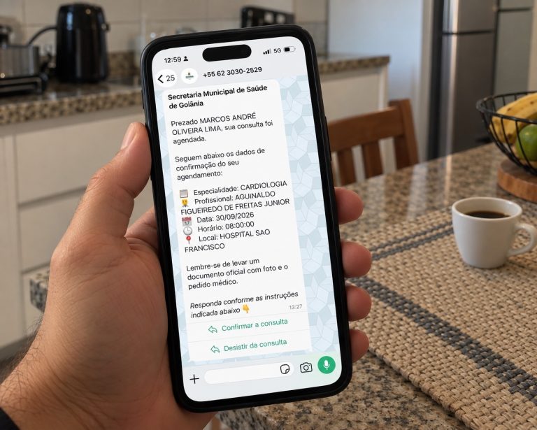WhatsApp será usado para confirmar consultas especializadas em Goiânia